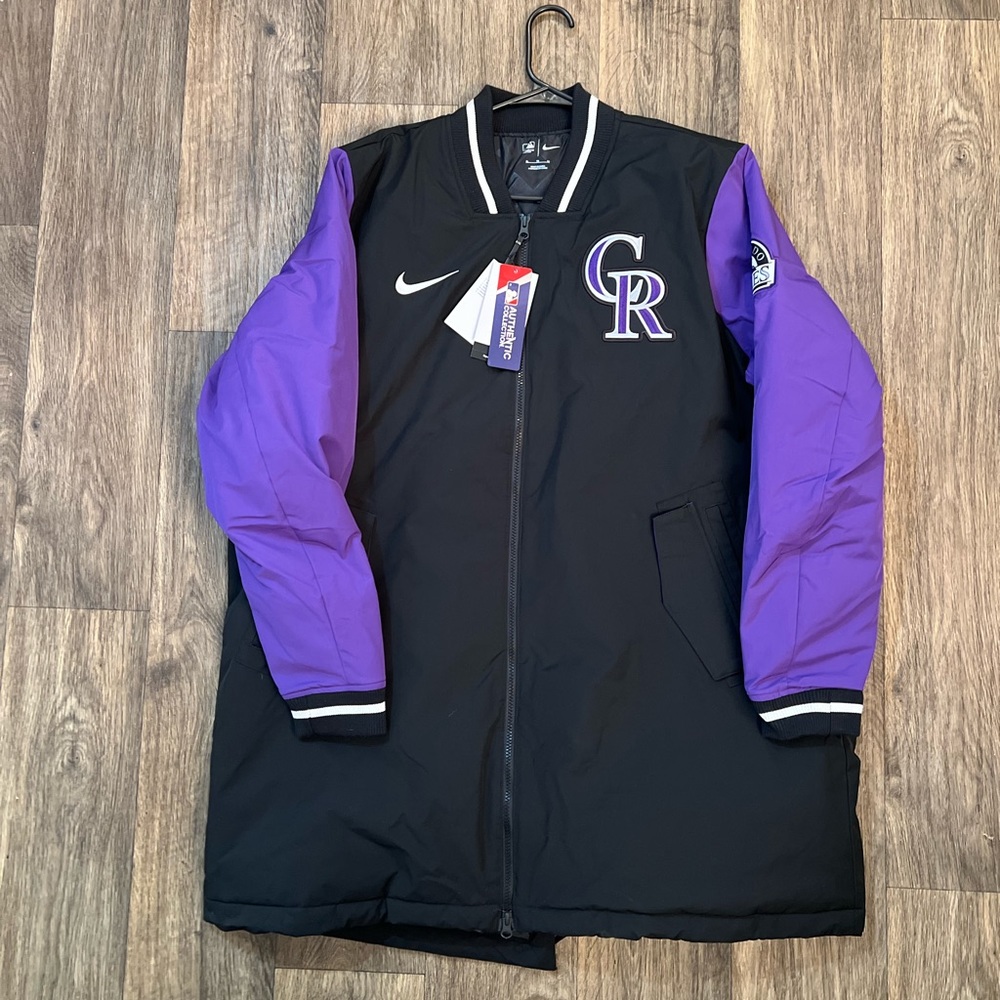 BNWT Colorado Rockies Purple and Black Dugout Jacket